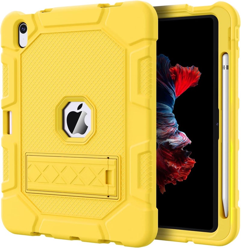 Azzsy Case for iPad (A16) 11th Generation 11 Inch 2025 / iPad 10th Generation 10.9 Inch 2022, [Built-in Pencil Holder] Heavy Duty Shockproof Rugged Protective Case, Yellow - Image 1
